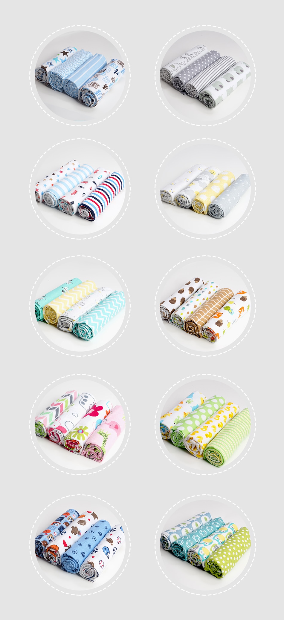 Muslin Flannel Swaddle Set 4 Pcs Muslin Flannel Swaddle Set 4 Pcs