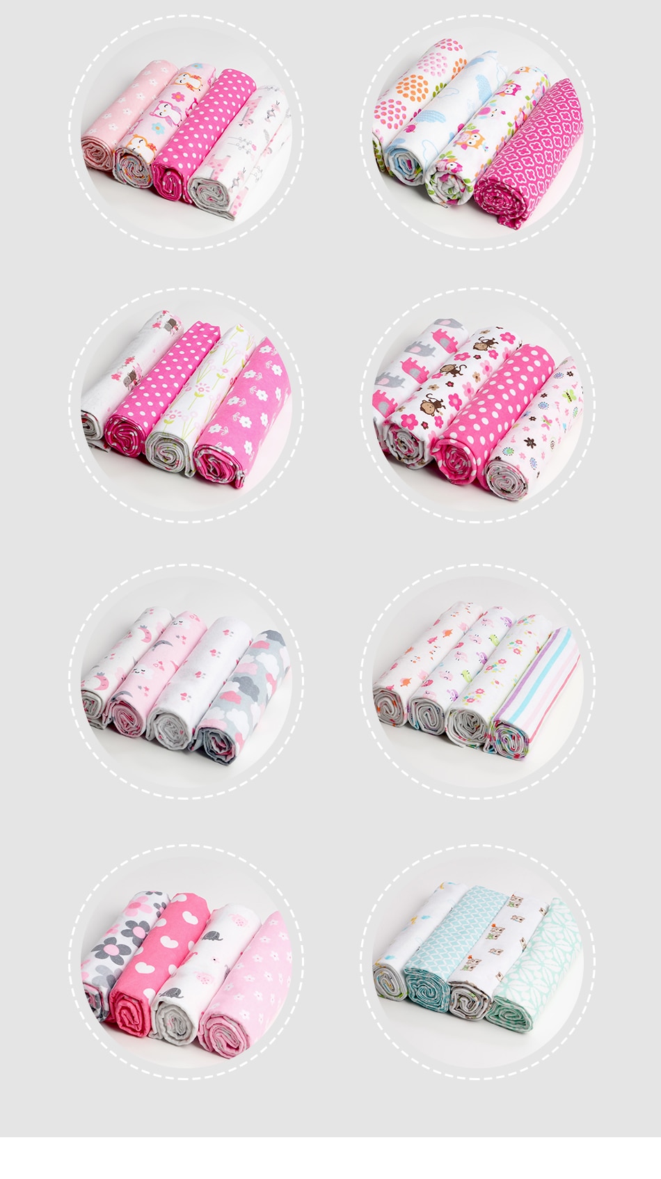 Muslin Flannel Swaddle Set 4 Pcs Muslin Flannel Swaddle Set 4 Pcs