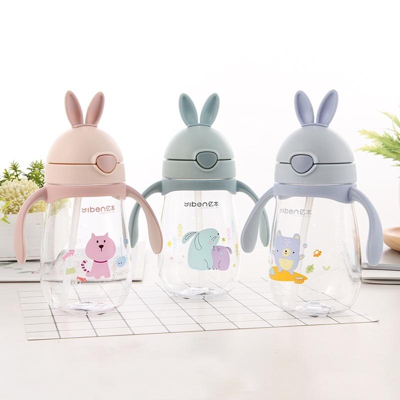 Cute Rabbit Shaped Baby's BPA Free Feeding Bottle with Straw Cute Rabbit Shaped Baby's BPA Free Feeding Bottle with Straw