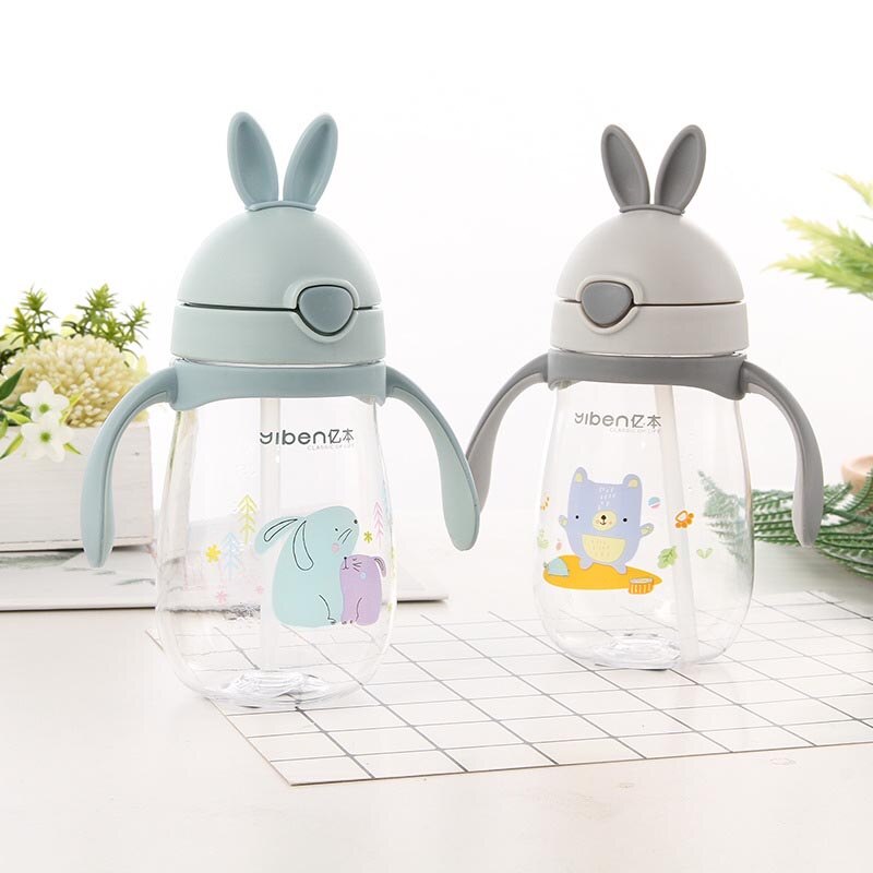 Cute Rabbit Shaped Baby's BPA Free Feeding Bottle with Straw Cute Rabbit Shaped Baby's BPA Free Feeding Bottle with Straw