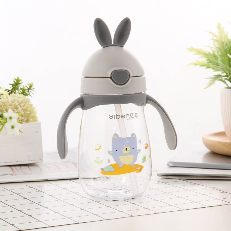 Cute Rabbit Shaped Baby's BPA Free Feeding Bottle with Straw Cute Rabbit Shaped Baby's BPA Free Feeding Bottle with Straw