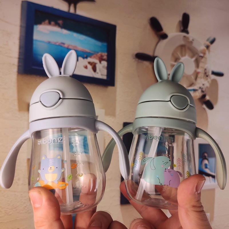 Cute Rabbit Shaped Baby's BPA Free Feeding Bottle with Straw Cute Rabbit Shaped Baby's BPA Free Feeding Bottle with Straw