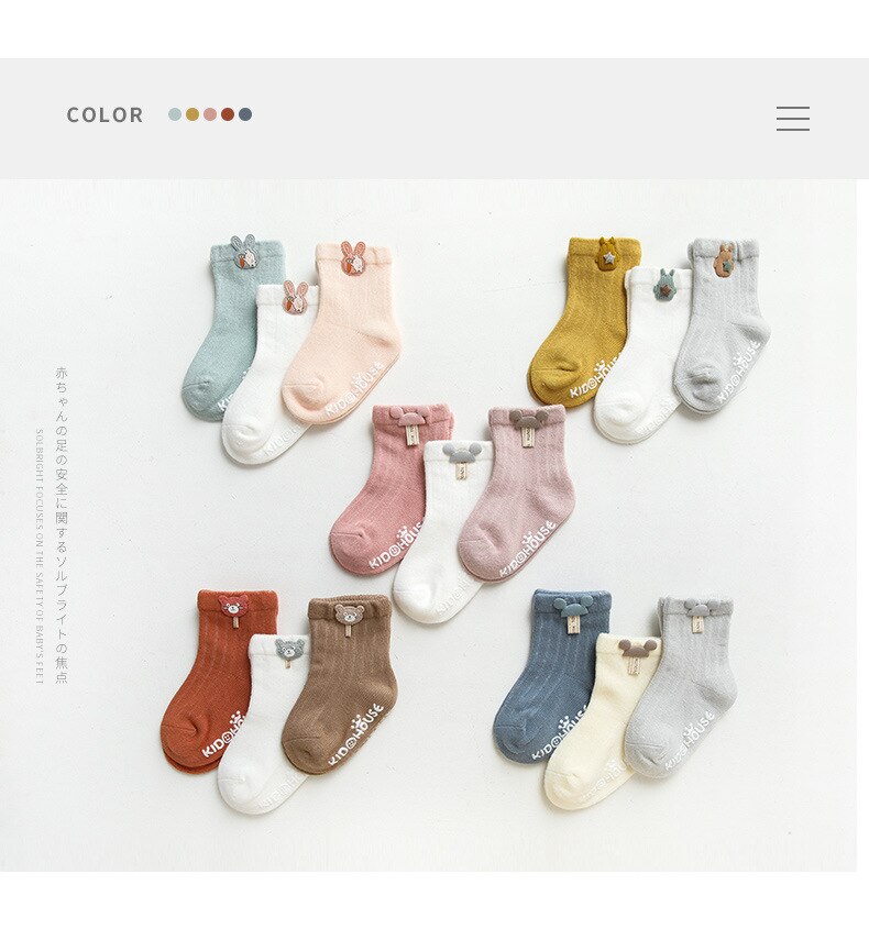 3 Pairs Cute Cartoon Newborn Socks 3 Pairs Cute Cartoon Newborn Socks