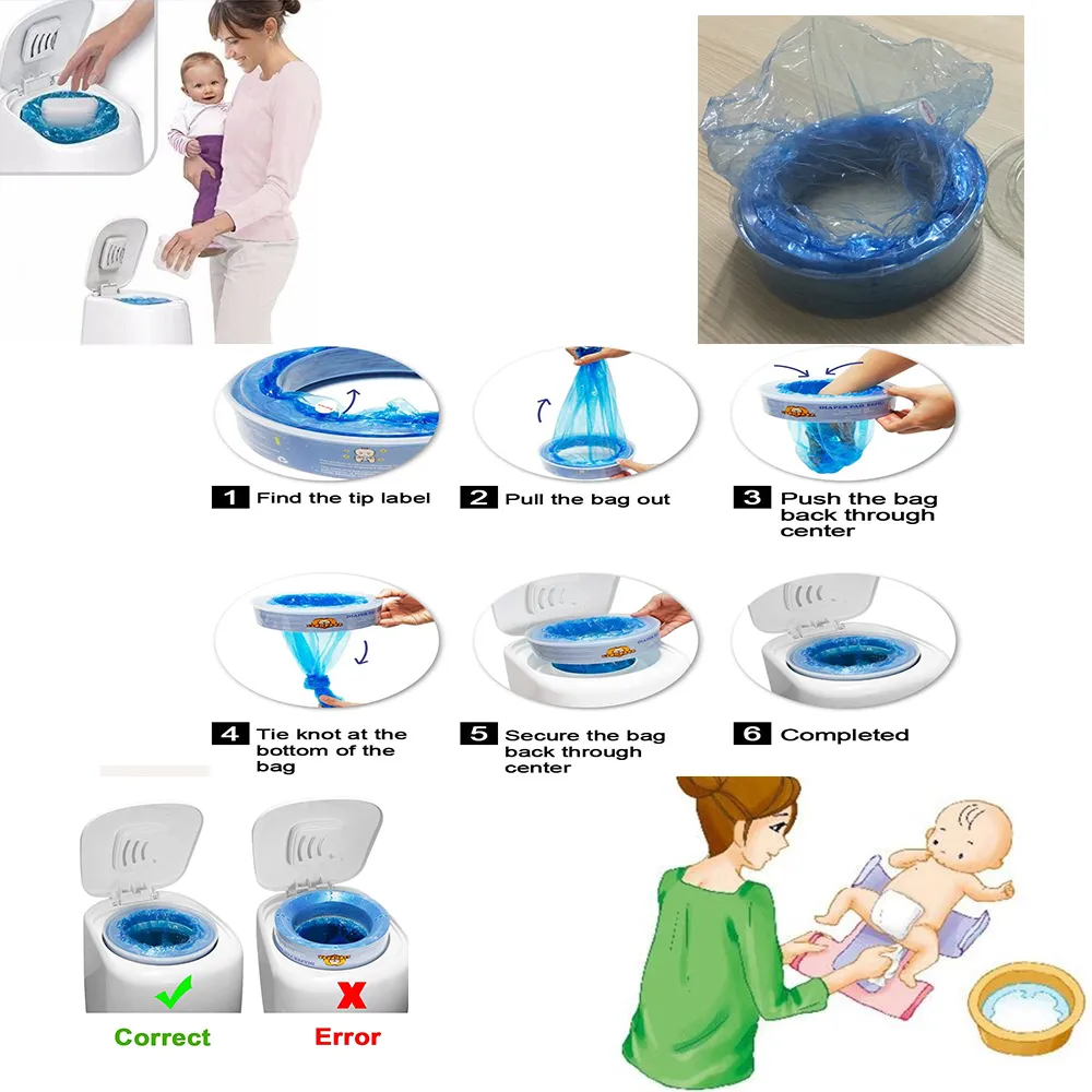 Bady Diaper Refill Bags for Genie Pails Garbage Trash Replacement Bag Infant Diaper Garbage bags Bady Diaper Refill Bags for Genie Pails Garbage Trash Replacement Bag Infant Diaper Garbage bags