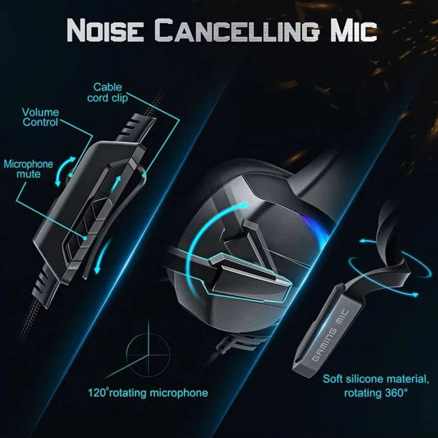 RGB Gaming Headset with Noise Canceling Microphone Surround Sound LED Headphones for PS5 PS4 Xbox One PC Laptop Mac Computer PC RGB Gaming Headset with Noise Canceling Microphone Surround Sound LED Headphones for PS5 PS4 Xbox One PC Laptop Mac Computer PC