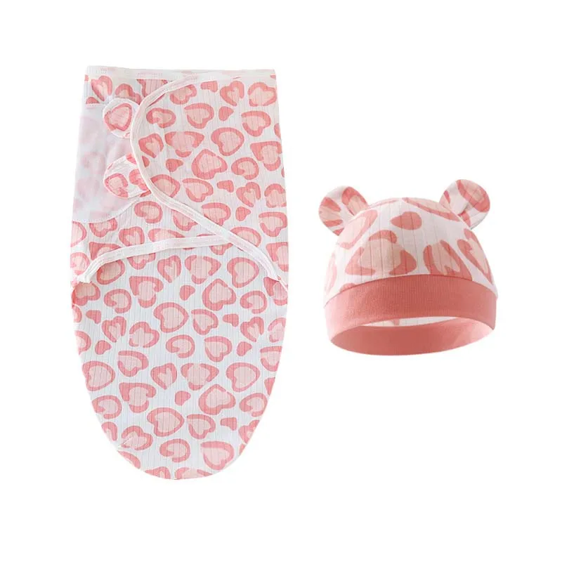 Summer Newborn Swaddle Blanket Wrap Hat Set Baby Bedding Receiving Blankets Thin Muslin Infant Sleeping Bag 0-6M Baby Item