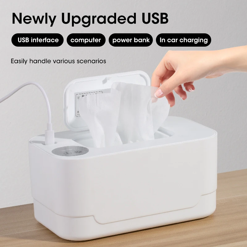 LED Display Baby Wipe Warmer Heater Wet Towel Dispenser Portable USB Charge Baby Wipe Warmer Napkin Heating Box Home/Car Use LED Display Baby Wipe Warmer Heater Wet Towel Dispenser Portable USB Charge Baby Wipe Warmer Napkin Heating Box Home/Car Use
