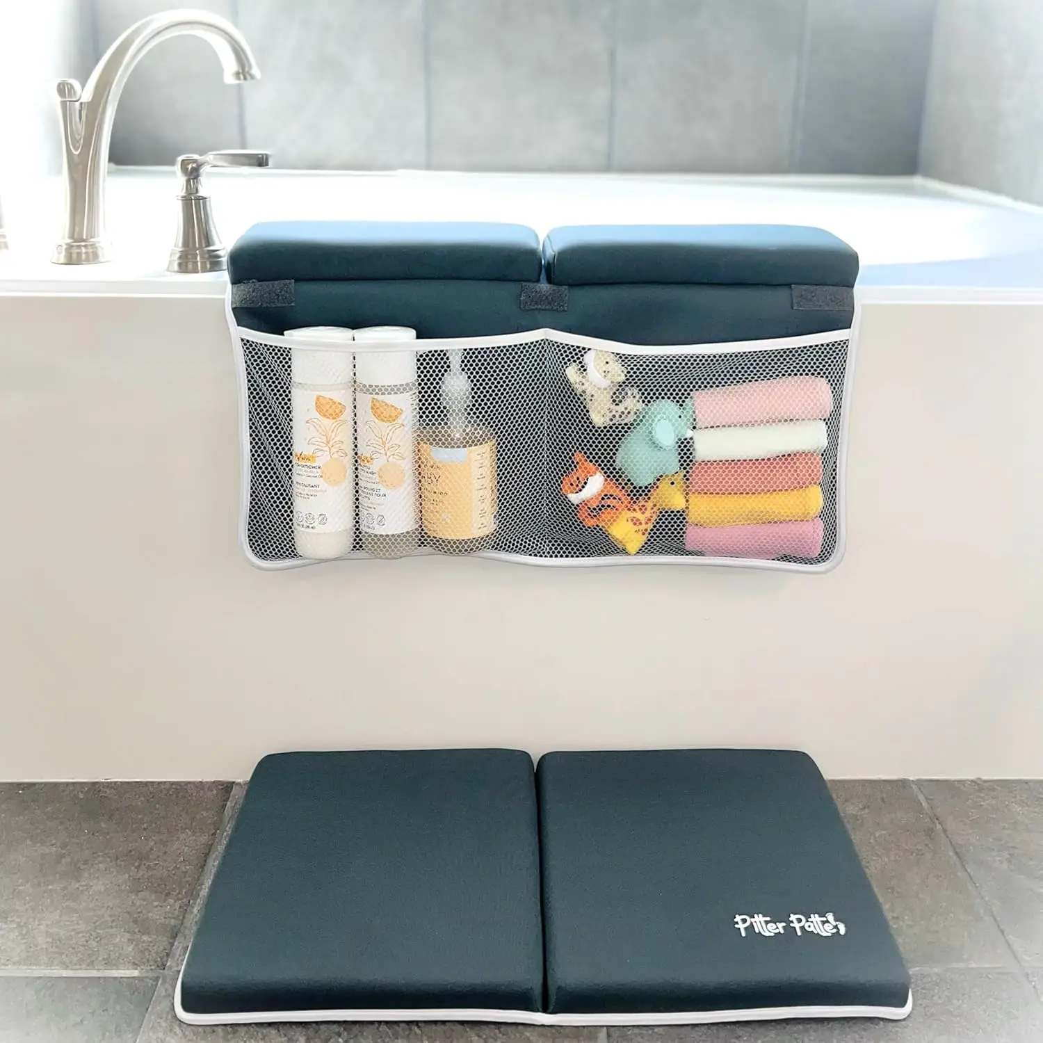 Baby Bath Kneeler And Elbow Rest Pad Set | Neoprene & Foam Bath Kneeling Pad For Bathing Baby | Non Slip Pad Baby Bath Essential