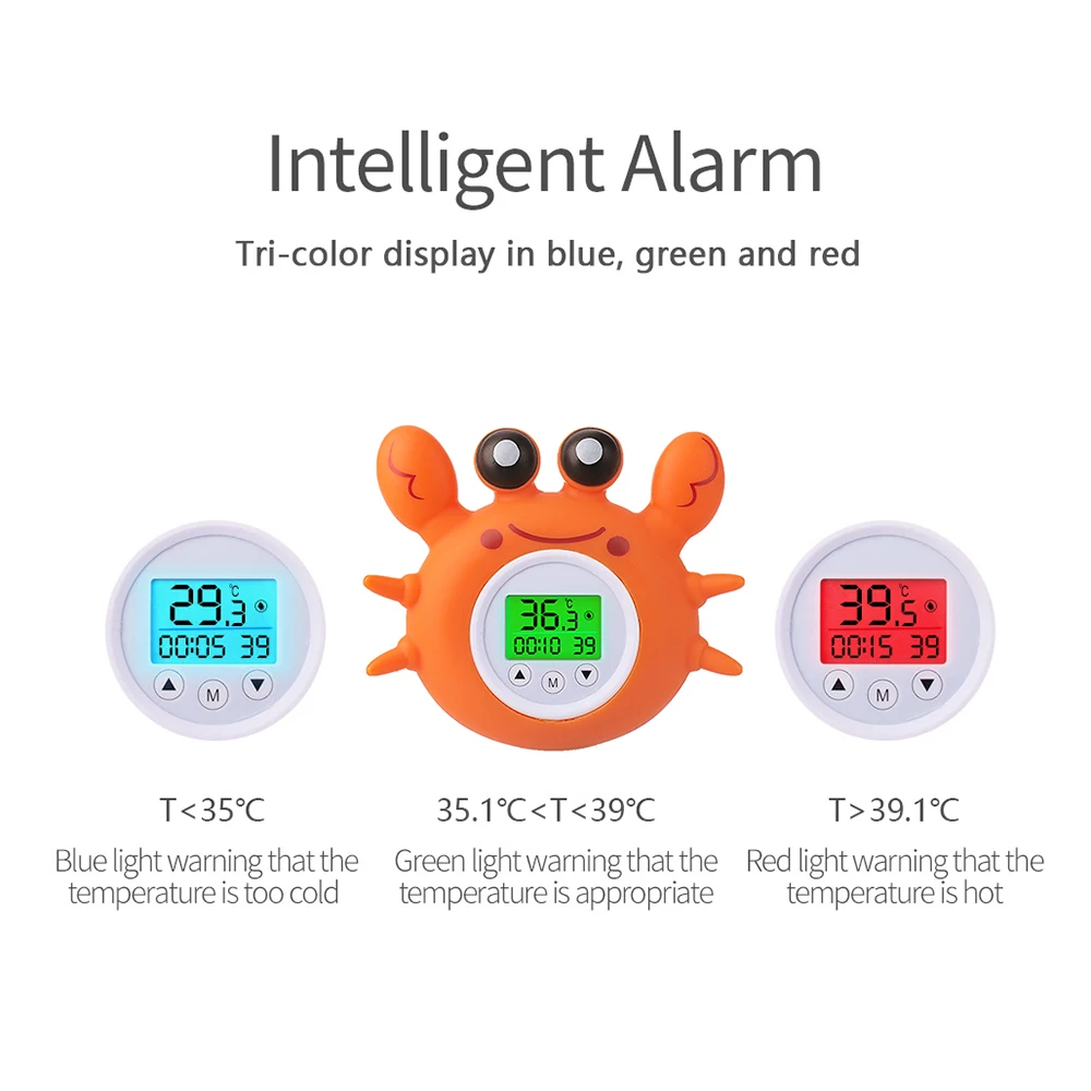 Bath Thermometer with Room Temperature Tri-color Backlit Fahrenheit Celsius Crab Floating Bath Toy Bathtub Safety Temperature Bath Thermometer with Room Temperature Tri-color Backlit Fahrenheit Celsius Crab Floating Bath Toy Bathtub Safety Temperature