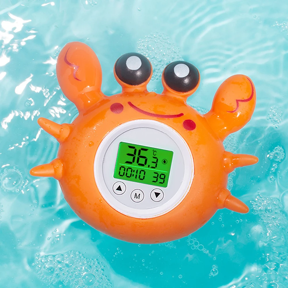 Bath Thermometer with Room Temperature Tri-color Backlit Fahrenheit Celsius Crab Floating Bath Toy Bathtub Safety Temperature Bath Thermometer with Room Temperature Tri-color Backlit Fahrenheit Celsius Crab Floating Bath Toy Bathtub Safety Temperature
