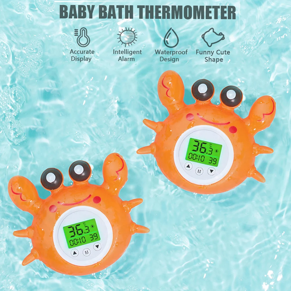 Bath Thermometer with Room Temperature Tri-color Backlit Fahrenheit Celsius Crab Floating Bath Toy Bathtub Safety Temperature Bath Thermometer with Room Temperature Tri-color Backlit Fahrenheit Celsius Crab Floating Bath Toy Bathtub Safety Temperature