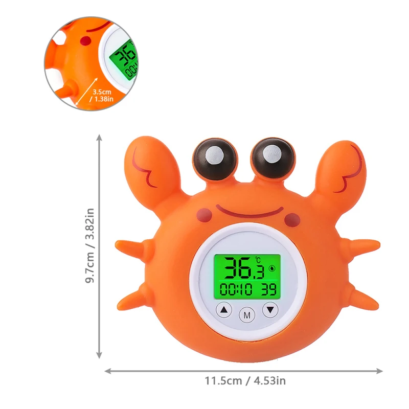 Bath Thermometer with Room Temperature Tri-color Backlit Fahrenheit Celsius Crab Floating Bath Toy Bathtub Safety Temperature Bath Thermometer with Room Temperature Tri-color Backlit Fahrenheit Celsius Crab Floating Bath Toy Bathtub Safety Temperature