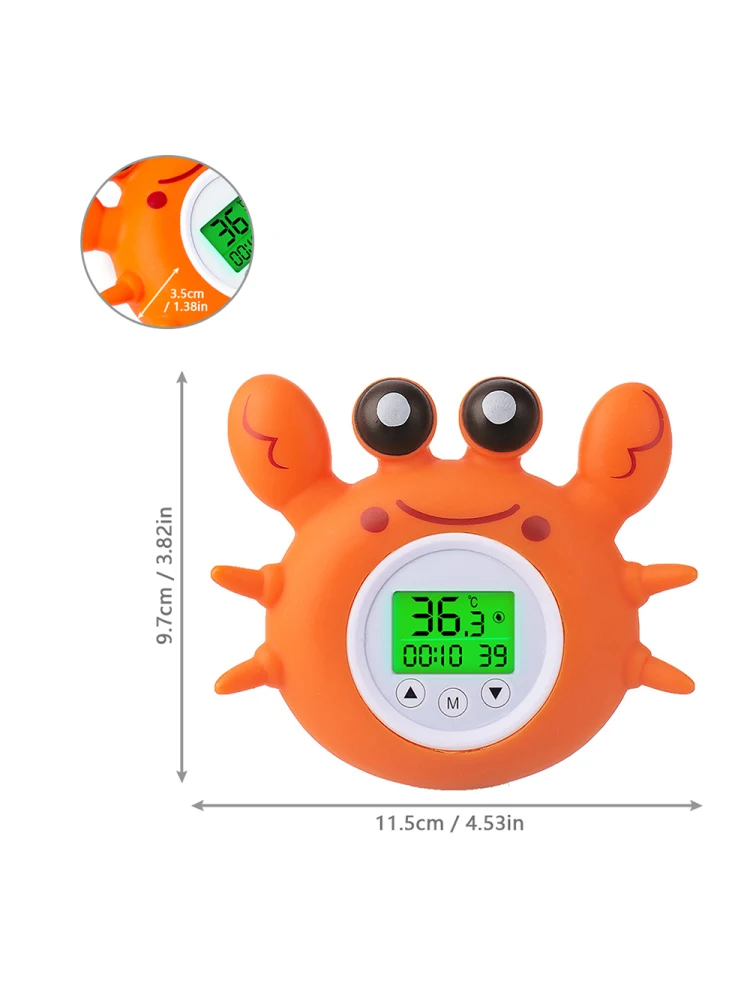 Bath Thermometer with Room Temperature Tri-color Backlit Fahrenheit Celsius Crab Floating Bath Toy Bathtub Safety Temperature Bath Thermometer with Room Temperature Tri-color Backlit Fahrenheit Celsius Crab Floating Bath Toy Bathtub Safety Temperature