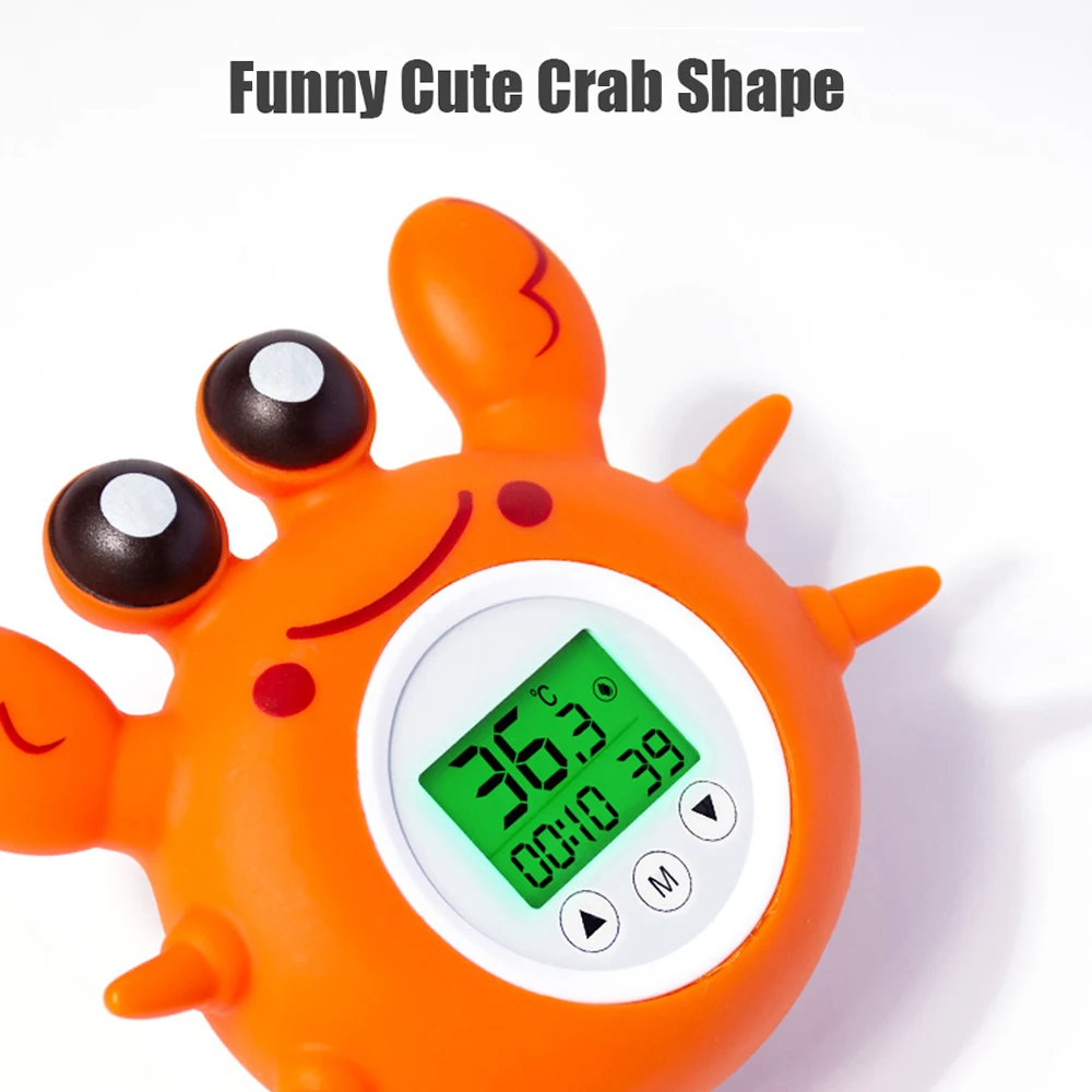Bath Thermometer with Room Temperature Tri-color Backlit Fahrenheit Celsius Crab Floating Bath Toy Bathtub Safety Temperature Bath Thermometer with Room Temperature Tri-color Backlit Fahrenheit Celsius Crab Floating Bath Toy Bathtub Safety Temperature