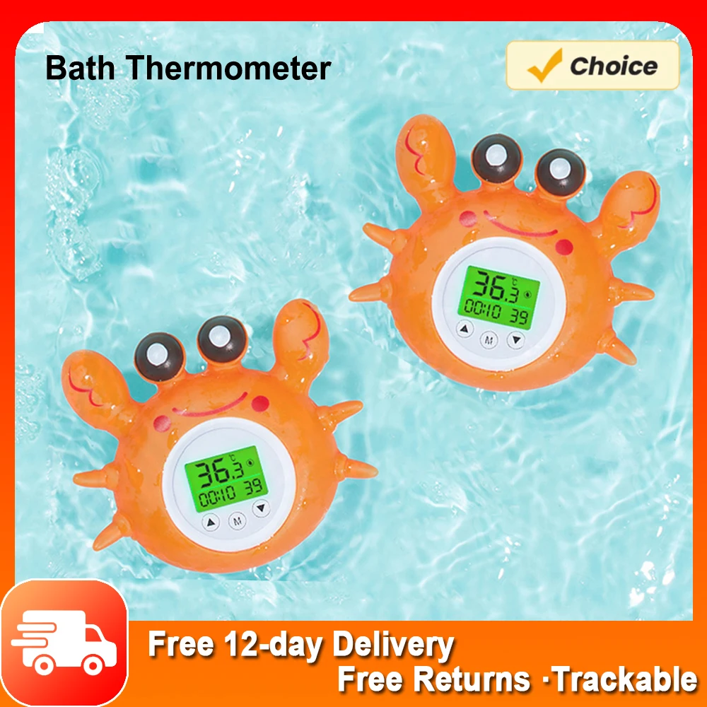 Bath Thermometer with Room Temperature Tri-color Backlit Fahrenheit Celsius Crab Floating Bath Toy Bathtub Safety Temperature Bath Thermometer with Room Temperature Tri-color Backlit Fahrenheit Celsius Crab Floating Bath Toy Bathtub Safety Temperature
