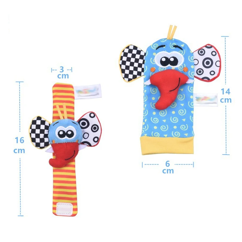0-12 Months Baby Rattles Toys Animal Socks Wrist Strap +Rattle Baby Foot Socks Bug Wrist Strap Toddler Socks Pacifier Toys