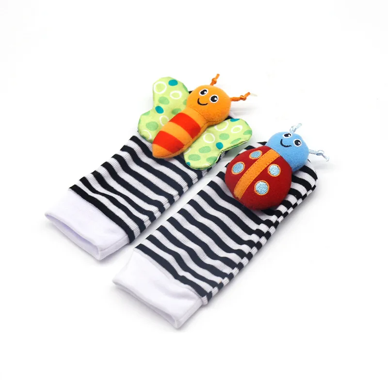 0-12 Months Baby Rattles Toys Animal Socks Wrist Strap +Rattle Baby Foot Socks Bug Wrist Strap Toddler Socks Pacifier Toys