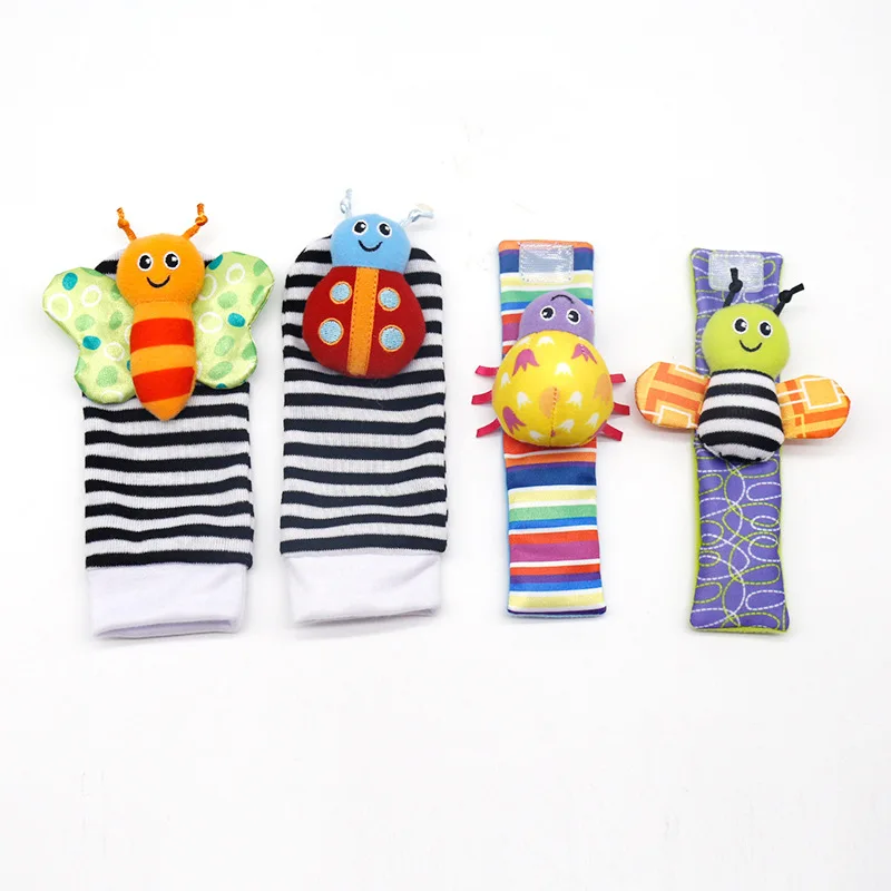 0-12 Months Baby Rattles Toys Animal Socks Wrist Strap +Rattle Baby Foot Socks Bug Wrist Strap Toddler Socks Pacifier Toys