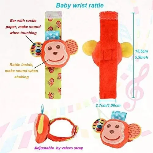 0-12 Months Baby Rattles Toys Animal Socks Wrist Strap +Rattle Baby Foot Socks Bug Wrist Strap Toddler Socks Pacifier Toys