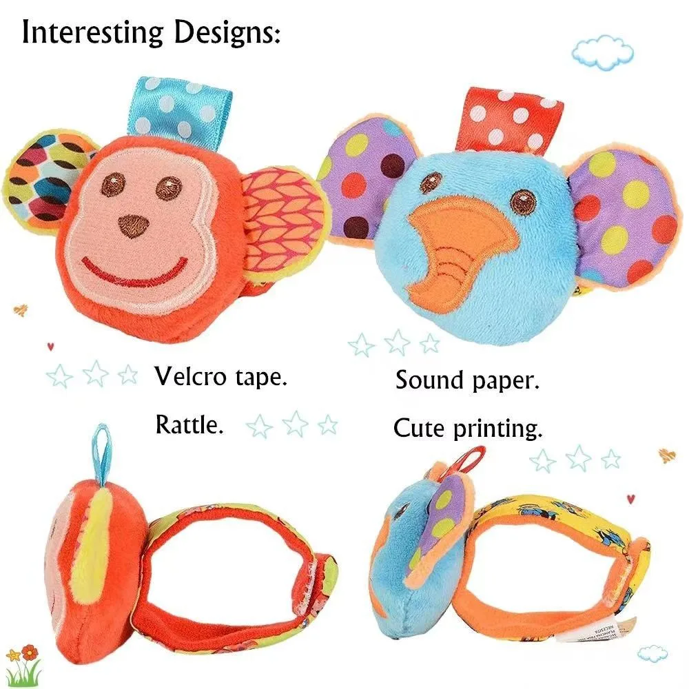 0-12 Months Baby Rattles Toys Animal Socks Wrist Strap +Rattle Baby Foot Socks Bug Wrist Strap Toddler Socks Pacifier Toys