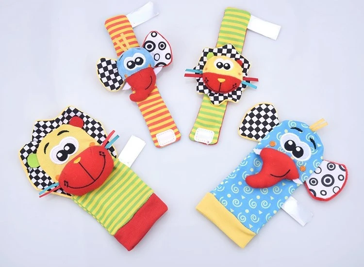 0-12 Months Baby Rattles Toys Animal Socks Wrist Strap +Rattle Baby Foot Socks Bug Wrist Strap Toddler Socks Pacifier Toys