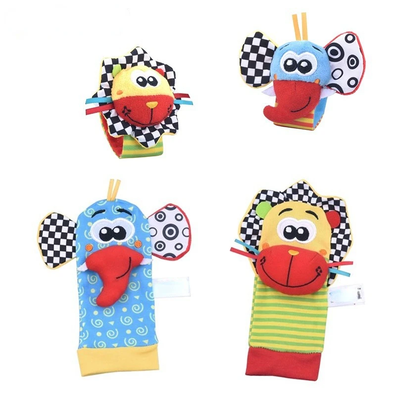 0-12 Months Baby Rattles Toys Animal Socks Wrist Strap +Rattle Baby Foot Socks Bug Wrist Strap Toddler Socks Pacifier Toys