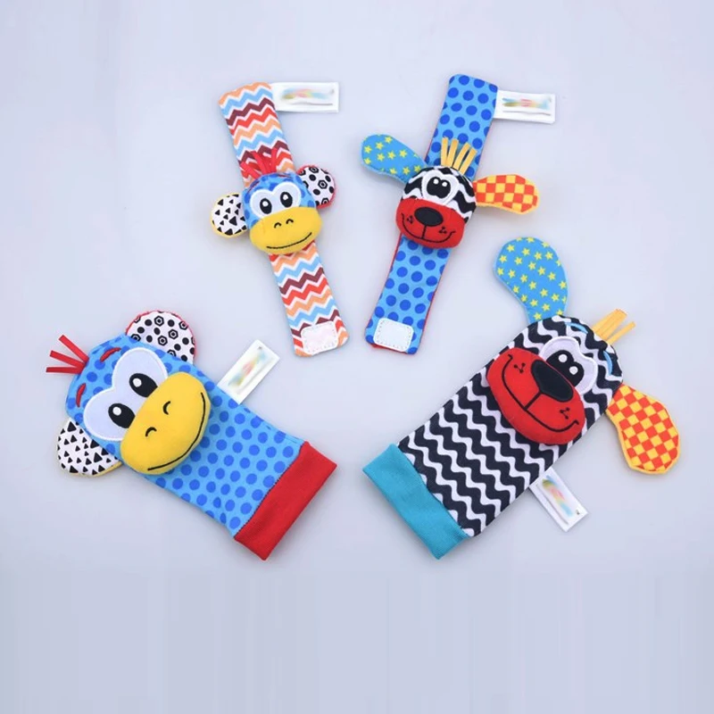 0-12 Months Baby Rattles Toys Animal Socks Wrist Strap +Rattle Baby Foot Socks Bug Wrist Strap Toddler Socks Pacifier Toys
