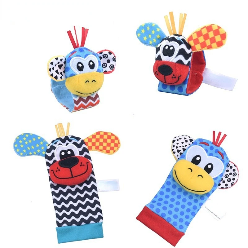 0-12 Months Baby Rattles Toys Animal Socks Wrist Strap +Rattle Baby Foot Socks Bug Wrist Strap Toddler Socks Pacifier Toys