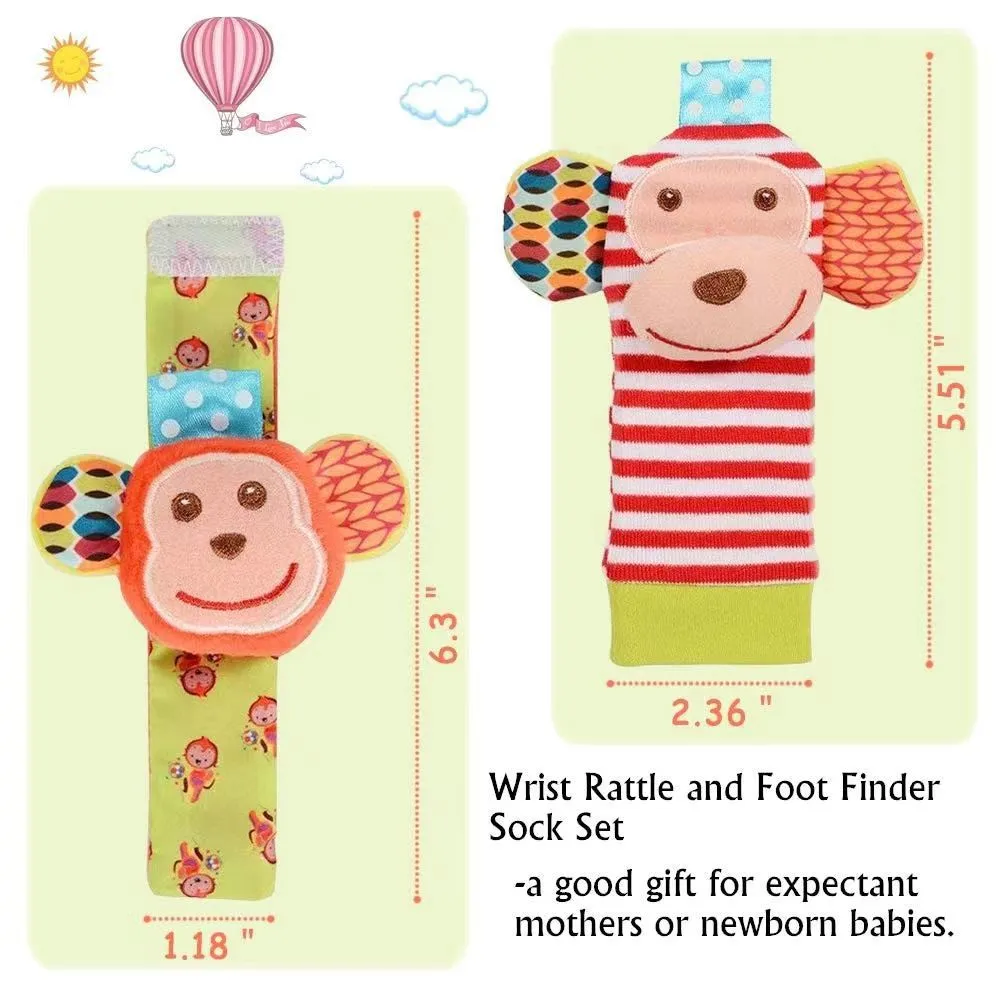 0-12 Months Baby Rattles Toys Animal Socks Wrist Strap +Rattle Baby Foot Socks Bug Wrist Strap Toddler Socks Pacifier Toys