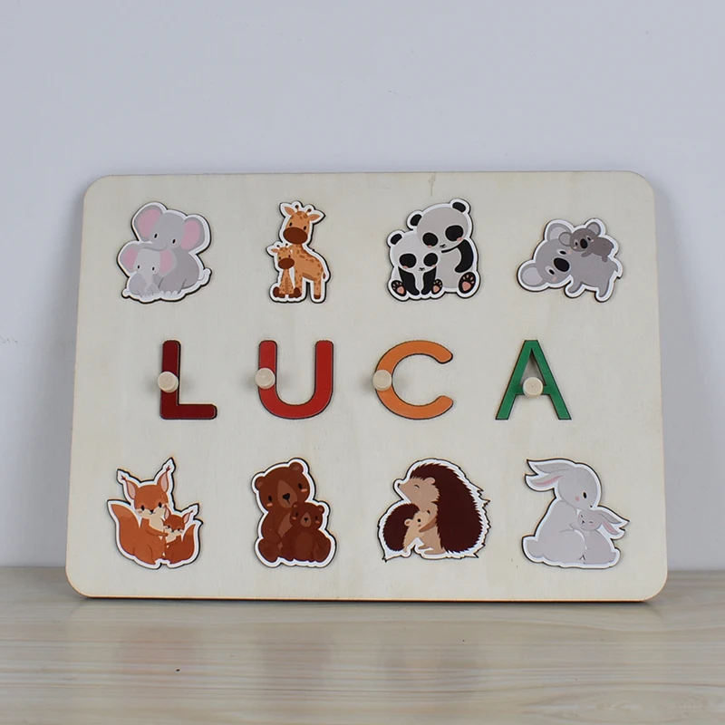Montessori Personalised Wooden Puzzle Baby Custom First Name Puzzle Customization Letter Board Gift Child Jigsaw Educational Toy