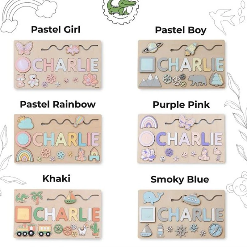 Montessori Personalised Wooden Puzzle Baby Custom First Name Puzzle Customization Letter Board Gift Child Jigsaw Educational Toy