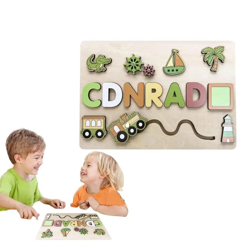 Montessori Personalised Wooden Puzzle Baby Custom First Name Puzzle Customization Letter Board Gift Child Jigsaw Educational Toy