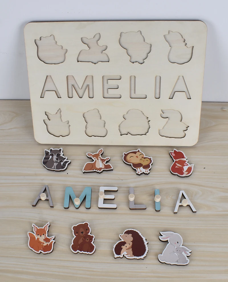 Montessori Personalised Wooden Puzzle Baby Custom First Name Puzzle Customization Letter Board Gift Child Jigsaw Educational Toy