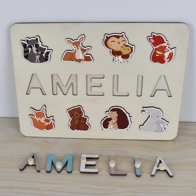 Montessori Personalised Wooden Puzzle Baby Custom First Name Puzzle Customization Letter Board Gift Child Jigsaw Educational Toy
