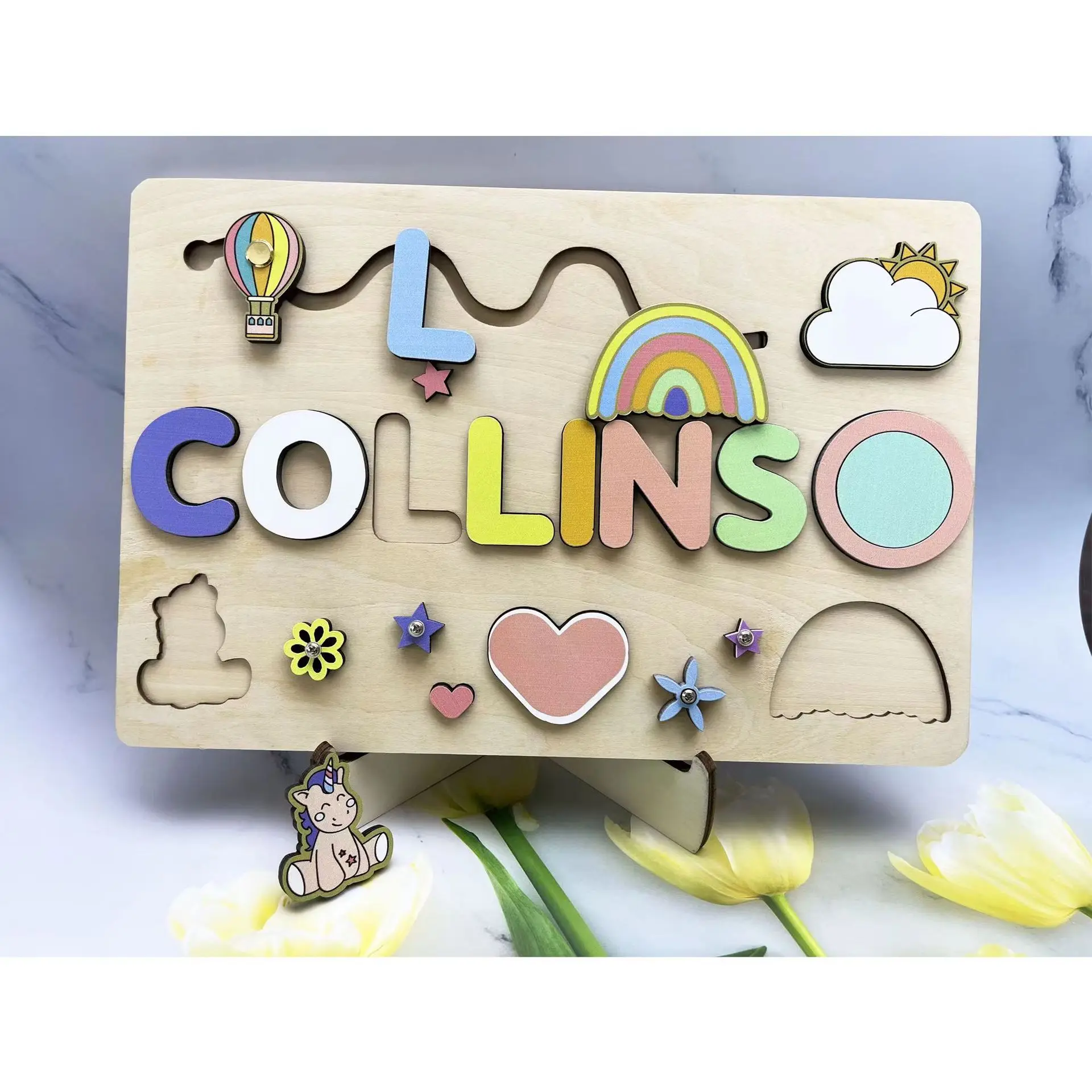 Montessori Personalised Wooden Puzzle Baby Custom First Name Puzzle Customization Letter Board Gift Child Jigsaw Educational Toy