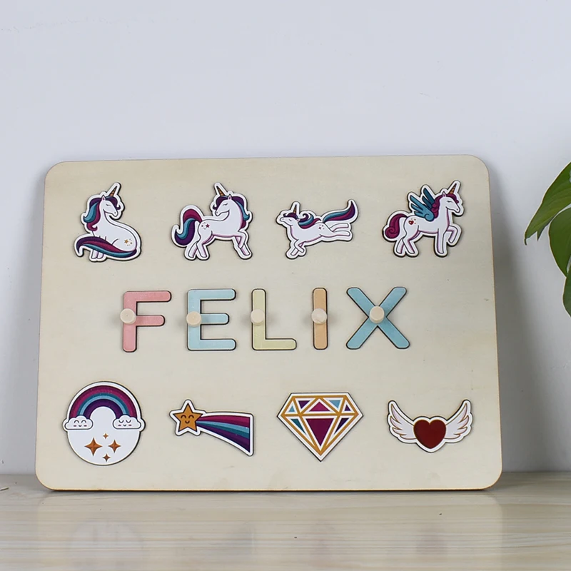 Montessori Personalised Wooden Puzzle Baby Custom First Name Puzzle Customization Letter Board Gift Child Jigsaw Educational Toy