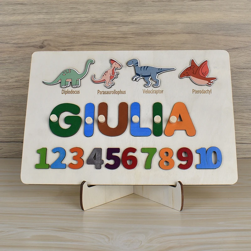 Montessori Personalised Wooden Puzzle Baby Custom First Name Puzzle Customization Letter Board Gift Child Jigsaw Educational Toy